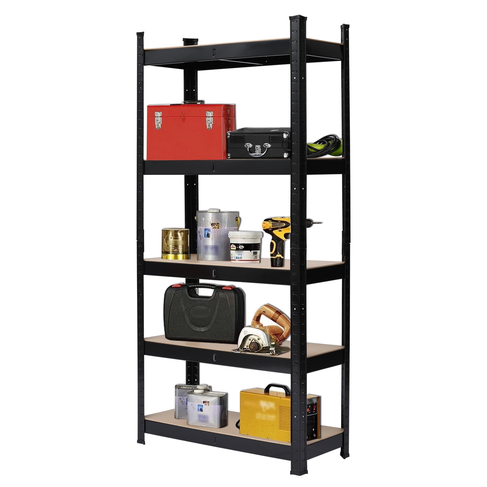 5 Tier Heavy Duty Metal Shelving Rack Unit Garage Storage Shelf Black