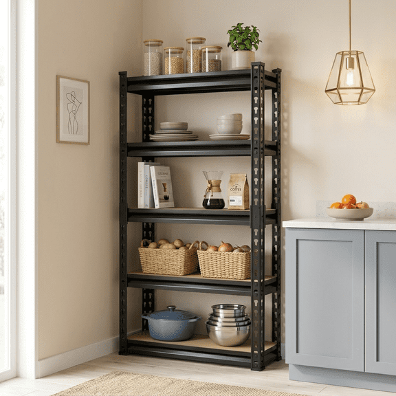 5-Tier Heavy Duty Metal Shelving Unit,1500 lbs Capacity, Adjustable Storage Rack