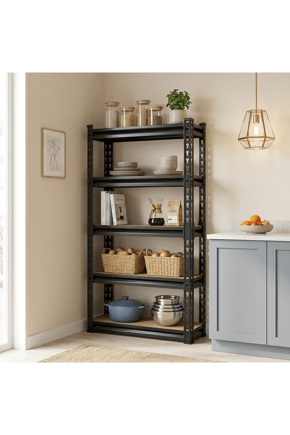 5-Tier Heavy Duty Metal Shelving Unit,1500 lbs Capacity, Adjustable Storage Rack