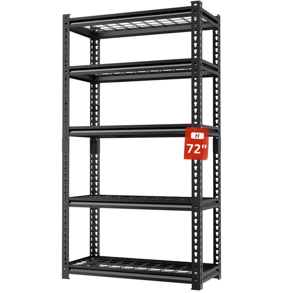 5-Tier Heavy-Duty Metal Utility Storage Rack with Wire Mesh, 2000LBS Capacity, 72"H35.8"W16"D Floor-Mounted for Home, Office & Commercial Use