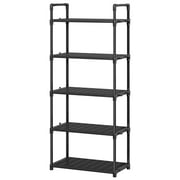 5-Tier Plastic Storage Shelves, 57" Garage Rack Storage Organizer, Multipurpose Shelf for Home, Basement, Utility Room, 10.6"D x 20"W x 57"H, Black
