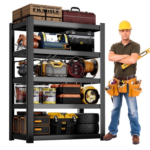 5-Tier Heavy-Duty Shelving, Adjustable Metal Garage Storage Shelves, Garage Shelves Utility Rack Shelf for Shelving Units and Storage, 71" x35.5"x15.8" (Black)