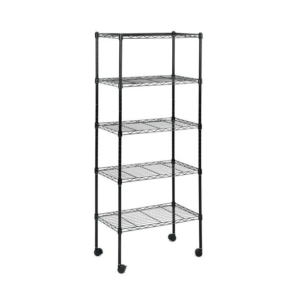5-Tier Heavy Duty Shelving Unit,Wire Metal Stackable Storage,21" W x 12" D x 54" H,Silver