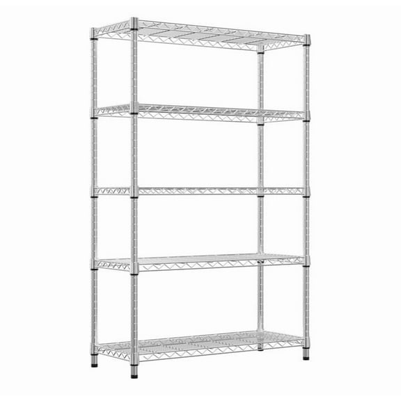 5-Tier Heavy Duty Steel Shelving Unit - 1750 Lbs Capacity, Adjustable Chrome Shelves (47.2" W X 17.7" D X 72.3" H)