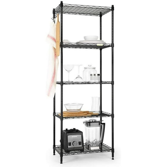 5 Tier Heavy Duty Steel Tube Wire Shelf, Modern  Style, Office, Bathroom, Kitchen, Garage