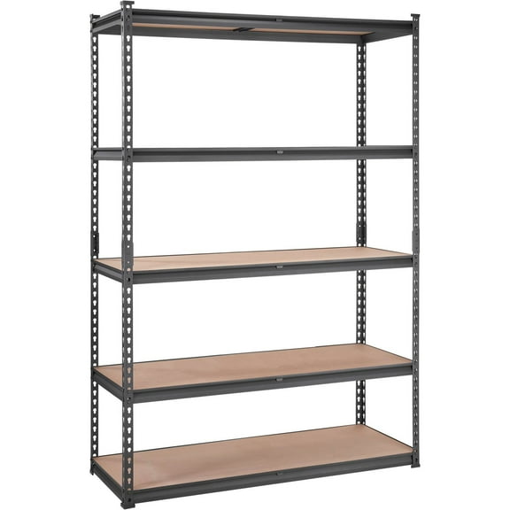 5-Tier Heavy Duty Storage Shelves, 2000 lbs Capacity, Adjustable Metal Utility Rack, 18"D x 48"W x 72"H, for Garage, Pantry, Basement, Black
