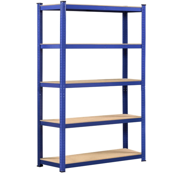 5 Tier Heavy Duty Storage Shelves, Adjustable Metal Industrial Utility Rack for Garage Warehouse Pantry Closet, Boltless Home Organization Unit, Blue