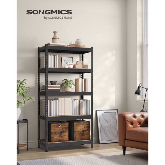 5-Tier Heavy Duty Storage Shelves, Boltless Adjustable Shelving Unit, 1929 lb Capacity, 17.7 x 35.4 x 70.9 Inches, Rustic Brown