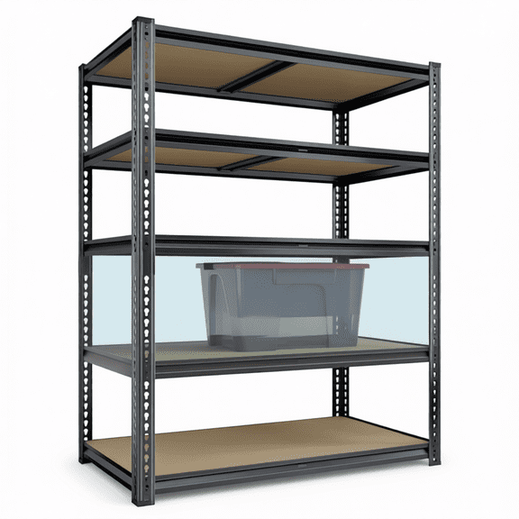 5 Tier Heavy Duty Storage Shelving Unit, 35.6 x 16 x 72 Inches, Black Metal Frame with MDF Shelves for Garage, Workshop, Basement Organization