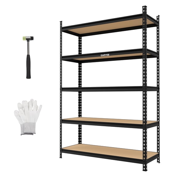 5-Tier Heavy Duty Storage Shelving Unit, Adjustable Garage Shelving Unit MDF & Metal Garage Shelves for Garage Basement Pantry