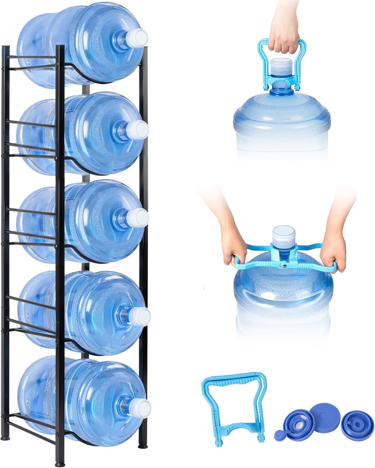 5-Tier Heavy Duty Water Jug Organizer, 5 Gallon Cooler Jug Rack for ...