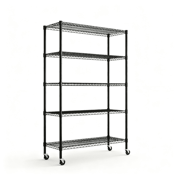 5-Tier Heavy Duty Wire Shelving Unit 1750lbs Adjustable Storage Rack with Wheels