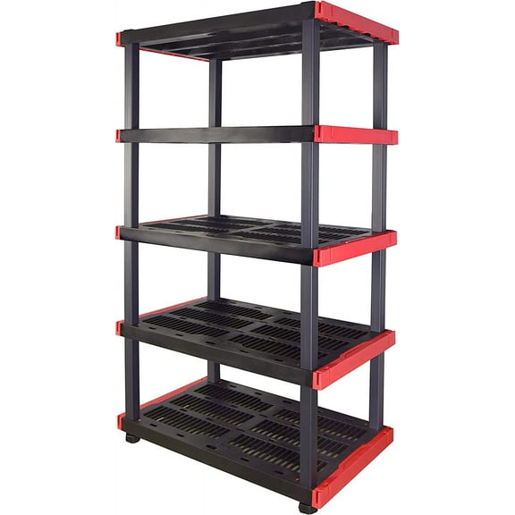 5-Tier Highly Durable Storage Rack, 200lbs/shelf, (72.3H x 40W x 24D), Interlocking Shelving Unit and Weather-Resistant Design, American Made Garage Shelf