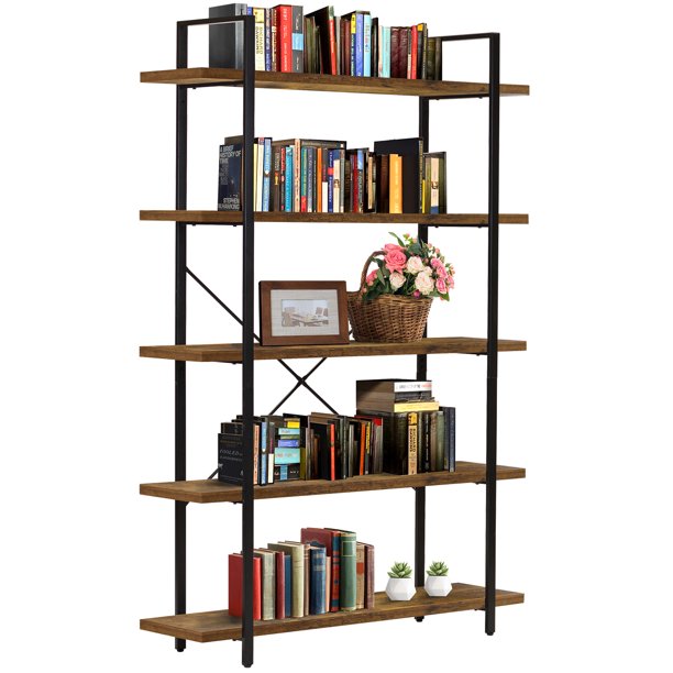 5Tier Industrial Bookshelf Retro Brown