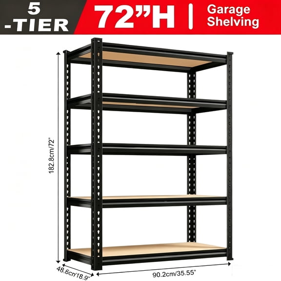 5-Tier Industrial Shelving Unit - Commercial/Residential Metal Storage Rack