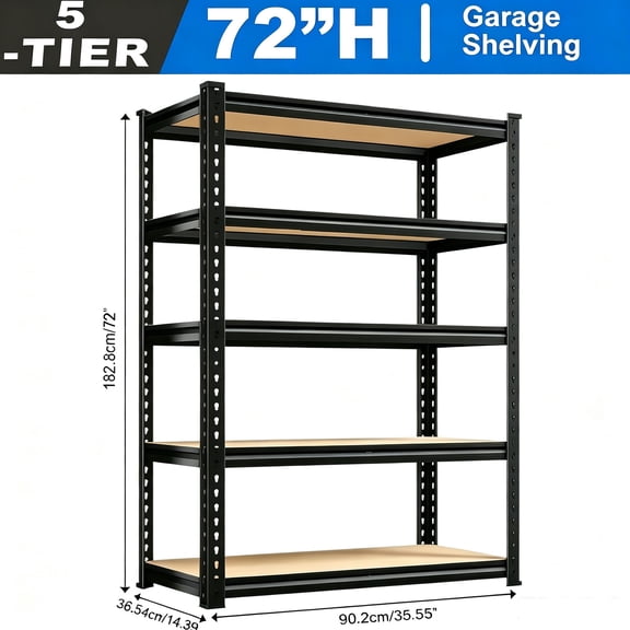 5-Tier Industrial Shelving Unit - Commercial/Residential Metal Storage Rack
