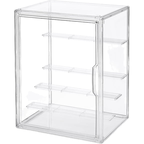 5-Tier Jumbo Acrylic Display Case for Figures - Extra Deep Shelves Holds 40+ Collectibles Desktop Showcase with Magnetic Door for POP! Vinyls Bobbleheads (L 5-Tier10.6"*8.66"*14.17")