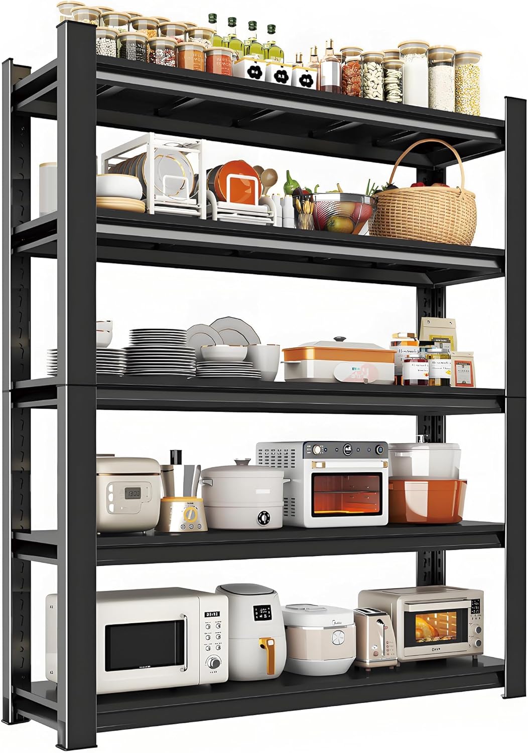 Image result for 5-Tier Kitchen Shelf Organizer, Solid Metal Adjustable Storage Rack for ...