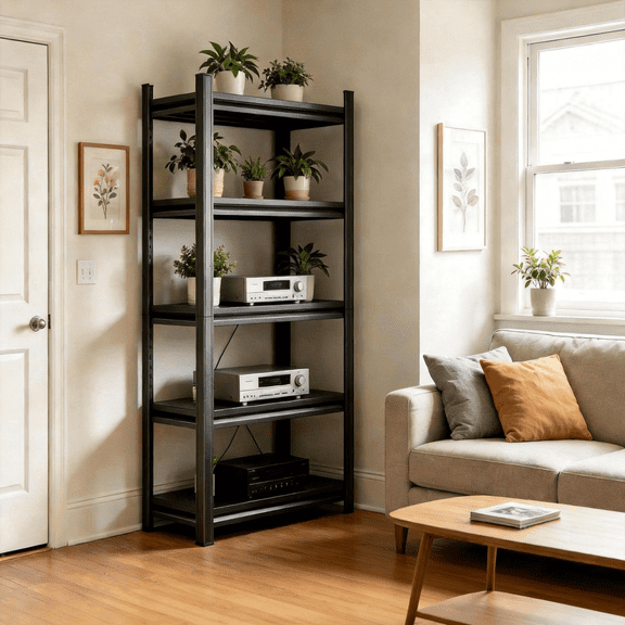 5 Tier Kitchen Shelves,Plant Shelf 72"H x 40"W x 16"D,Storage Shelves,Adjustable Steel Shelving Unit,3000 LBS Capacity Waterproof Rustproof Metal Rack for Home Garage Pantry Organization