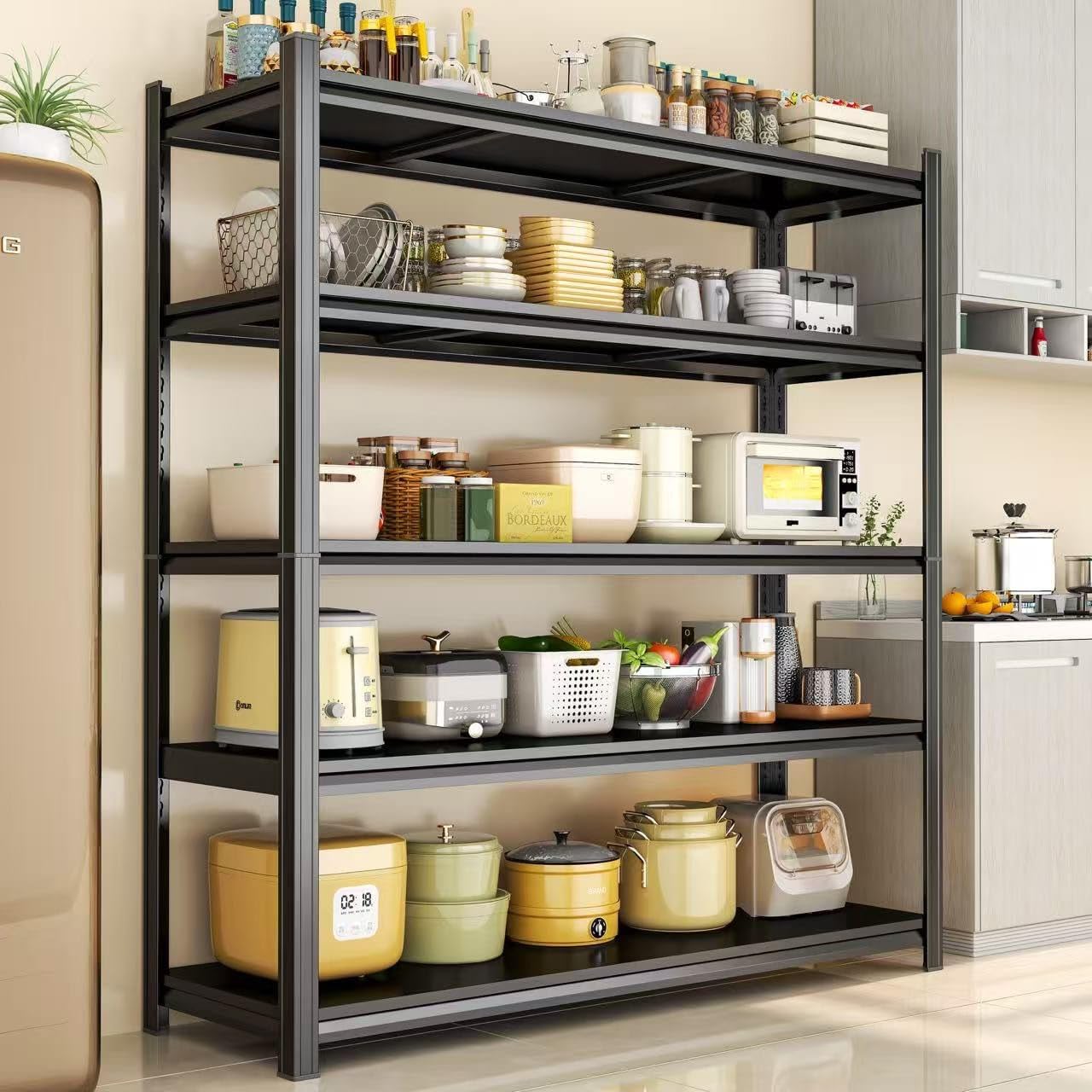 Kitchen Unit Racks 5-Tier Kitchen Shelving, Kitchen Storage Organization Metal Shelves ...