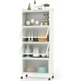 thumbnail image 1 of 5-Tier Kitchen Storage Cabinet | Mobile Microwave Stand with Metal Frame | 4 Lockable Casters & Flip-up PC Doors | Freestanding Bakers Rack for Kitchen, Dining & Living Room, 1 of 9
