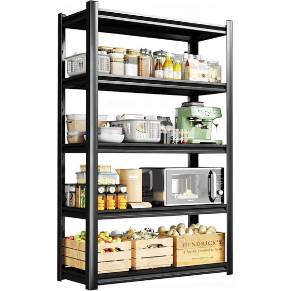 5-Tier Kitchen Storage Rack - Metal Adjustable Shelf, 2750 lbs Capacity ...
