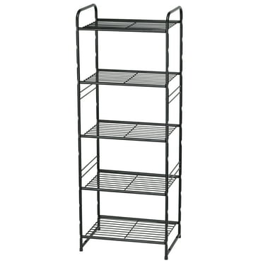 5-Tier Kitchen Storage Shelf Heavy Duty Storage Stand Adjustable Shelf Rack, Black