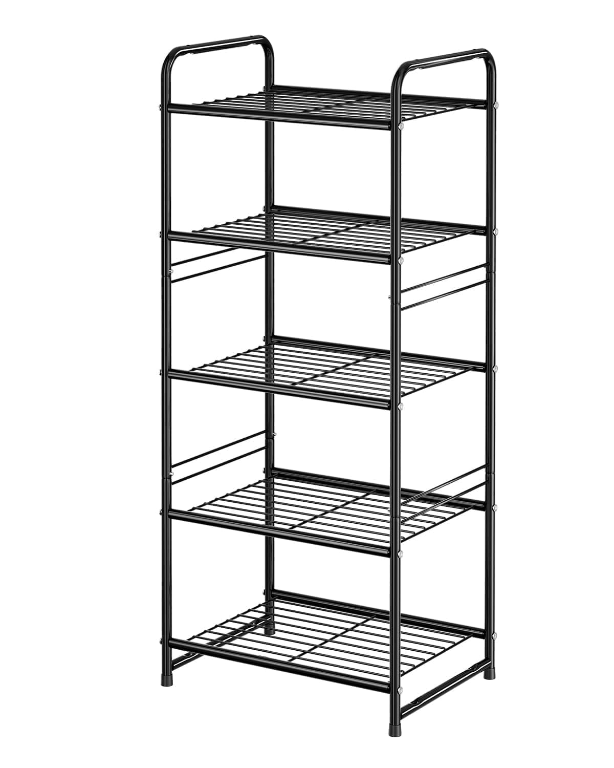5-Tier Wire Shelving Unit Heavy Duty Metal Storage Shelves, 300 lb Load Capacity, Black
