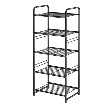 5-Tier Wire Shelving Unit Heavy Duty Metal Storage Shelves, 300 lb Load Capacity, Black