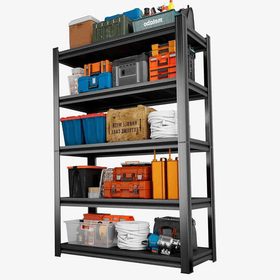 5-Tier Kitchen Storage Shelves, Adjustable Metal Shelves for Storage Pantry Shelves, Double-Layer Columns, Storage Rack Shelving Unit Organizer for Bedroom Laundry Closet