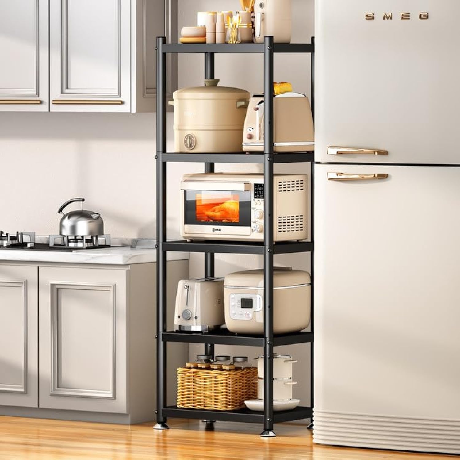 5-Tier Kitchen Storage Shelves, Adjustable Metal Shelves for Storage ...
