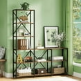 thumbnail image 1 of 5-Tier L-Shaped Ladder Bookshelf, Metal Frame & Particle Board, Space-Saving for Living Room/Bedroom/Kitchen, 1 of 6
