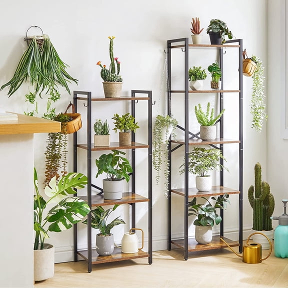 5 Tier Ladder Shelf Bookshelf Narrow Metal Storage Rack Open Shelving Organizer for Books Plants and Decor Perfect for Living Room Bathroom and Balcony