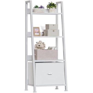 5-Tier Ladder Shelf - Narrow Bookshelf For Small Spaces, Industrial Rustic Brown Home Organization