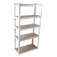 thumbnail image 1 of 5 Tier Laminated White Metal Shelving Unit Adjustable Garage Storage Utility Rack Heavy Duty Shelves Organization Multipurpose Shelf Warehouse Basement Pantry 29" W x 12" D x 59" H 1Pack, 1 of 7