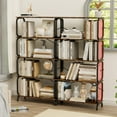 thumbnail image 1 of 5 Tier Large Book Shelf, Bookcase Home Office Open Bookshelf,Shelves for Living Room, Office Shelf,Vintage Industrial Style Bookshelf with Metal Frame,Rustic Brown, 1 of 10