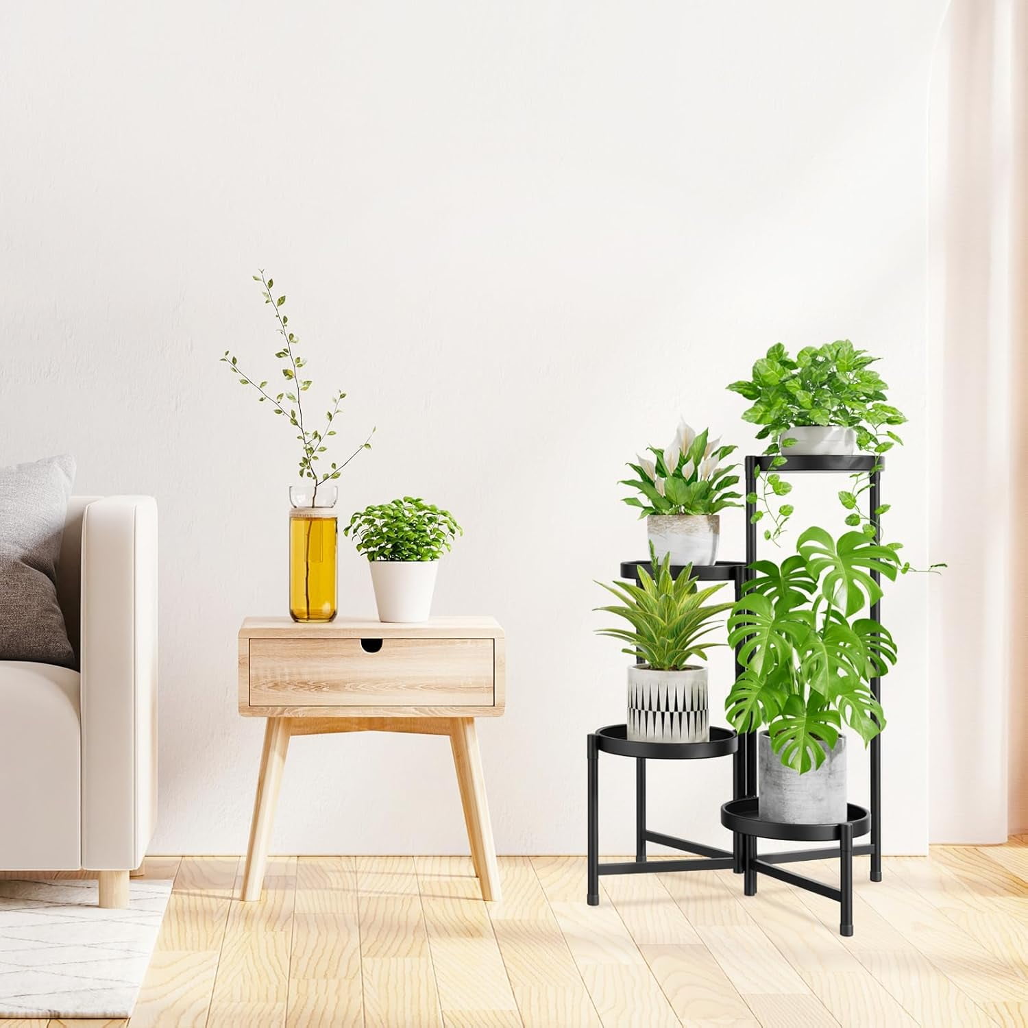 5 Tier Large Plant Stand Indoor with 10 Inch Wide Tray, Tiered Corner ...