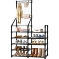thumbnail image 1 of 5-Tier Large Shoe Rack,Multifunctional Shoe and Coat Rack, Shoe Organizer with Hook Rack, Space-Saving Shoe Shelf for Entryway, Closet, Garage, Bedroom, Cloakroom, 1 of 8