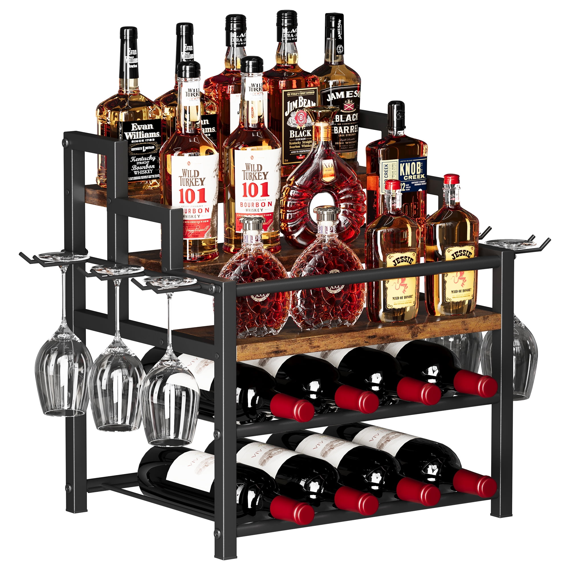 5-Tier Liquor Bottle Display Shelf, Holds up to 20 Bottles, Countertop ...