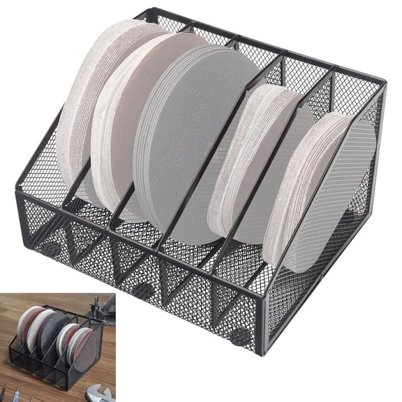 5-Tier Mesh Sandpaper Organizer Metal Wall Mount Storage Box