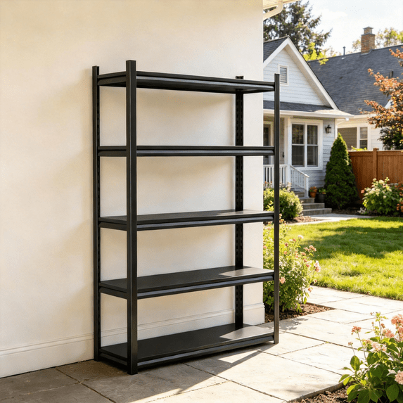 5-Tier Metal Bookshelf,72"H Open Bookshelf with Modern Industrial Adjustable Bookshelves.Heavy Duty Bookshelves for Bedroom,Office,Living Room,Black ( 36"Wx18"D)