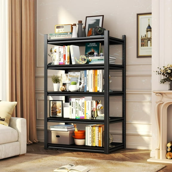 5 Tier Metal Bookshelf, Home Office Bookcase Shelf Storage Organizer,Black 59" Tall Bookcase, Heavy Duty Book Shelves,Display Storage Shelves for Bedroom Living Room (31.4"W x 11.8"D x 59"H)