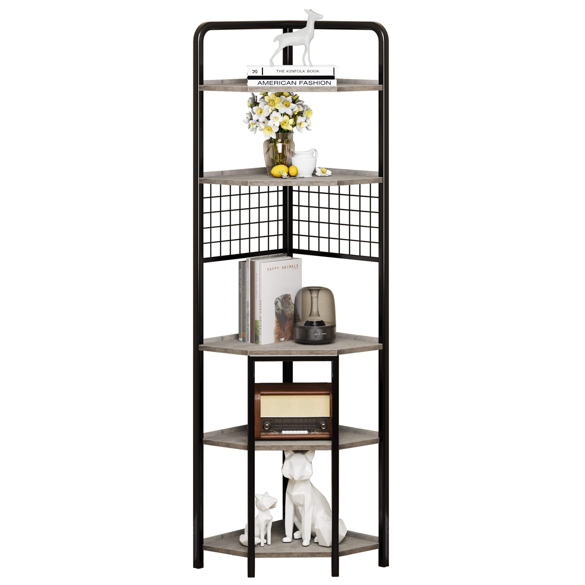 5 Tier Metal Corner Room Shelves,71inches Corner Storage Shelf Stand