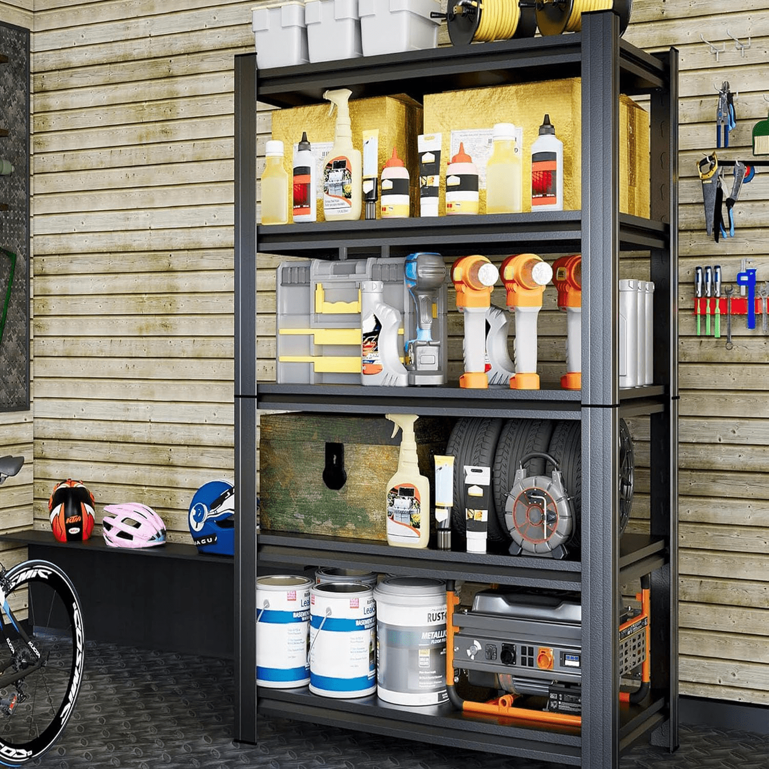 Walmart Basements 5-Tier Metal Garage Shelving Unit, 78''H Garage Storage Shelves Heavy ...