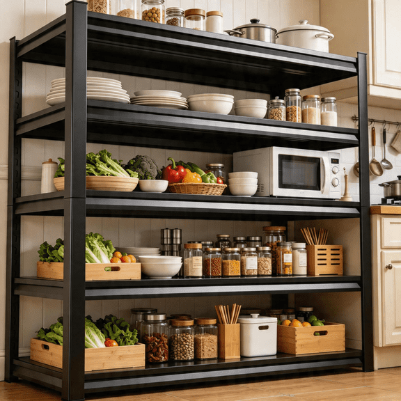 5-Tier Metal Garage Shelving Unit 78"H x 40"W x 16"D,Heavy Duty Storage Shelves, 3000 lbs Adjustable Industrial Shelving, Standing Shelf Units for Warehouse, Kitchen, Basement, Double-Layer Columns