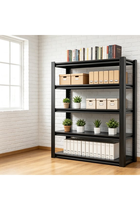 5-Tier Metal Garage Shelving Units and Storage, 78"H x 48"W x 18"D Heavy Duty Shelves Adjustable, 2000 lbs Load-Bearing, Utility Racks Industrial Steel Shelf for Warehouse, Basement, Shop