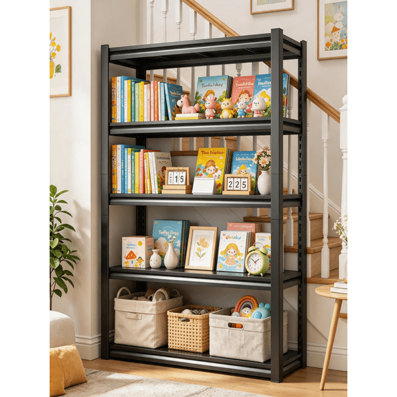 5-Tier Metal Office Storage Shelves,63''H x 40''W x 16"D Adjustable Kitchen Shelving Units,3000 lbs Standing Shelf for Industrial,Warehouse,Basement,Pantry,Living Room,Bedroom,Office,Plant