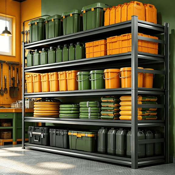 5 Tier Metal Plant Stand,Bookshelf, Snack Rack,Shoe Shelving,Industrial Garage Storage Shelves with Thickened Double-Layer Posts for Kitchen Bathroom Living Room School Office Supermarket Warehouse