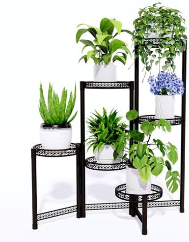 5-Tier Metal Plant Stand Indoor Outdoor - Corner Tall Plant Shelf for ...