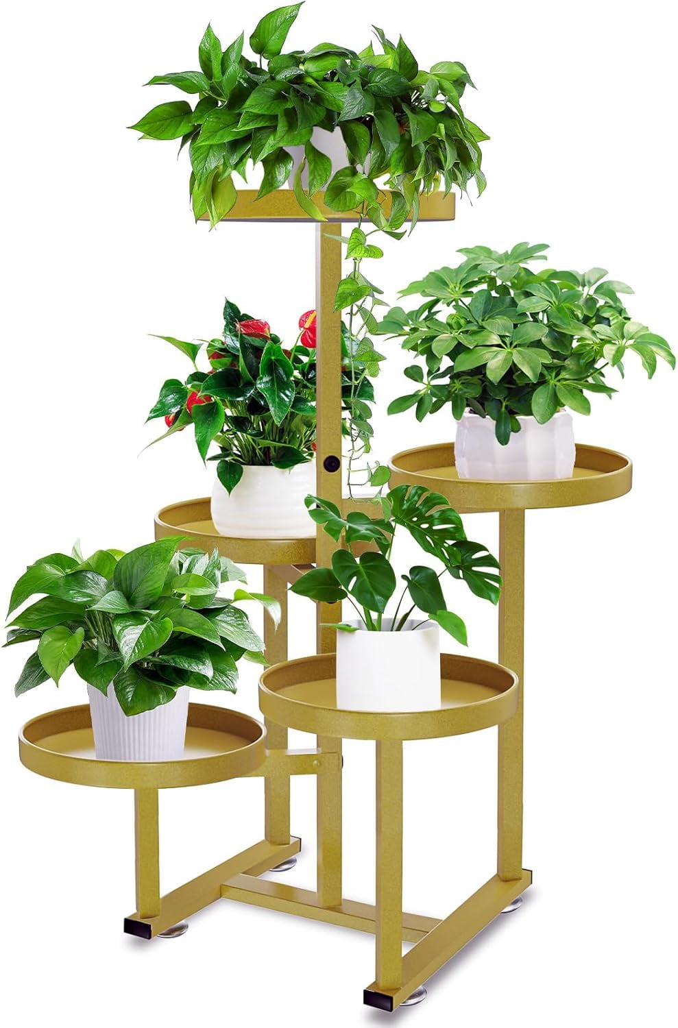 5 Tier Metal Plant Stand Indoor Outdoor, Corner Tall White Plant Shelf ...